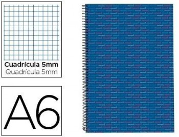 Cuaderno espiral liderpapel a6 micro multilider tapa forrada 140h 80 gr cuadro 5mm 5 bandas azul