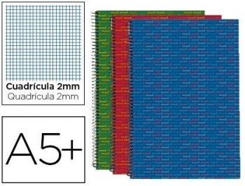 Cuaderno espiral liderpapel cuarto multilider tapa forrada 80h 80 gr milimetrado 2mm con margen colo