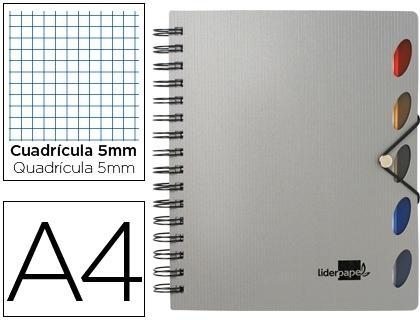 Cuaderno espiral liderpapel a4 micro executive tapa plastico 100h 80 gr cuadro 5mm 5 separadores con