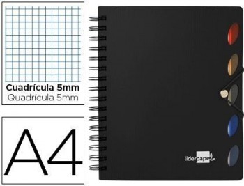 Cuaderno espiral liderpapel a4 micro executive tapa plastico 100h 80 gr cuadro 5mm 5 separadores con