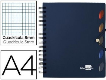 Cuaderno espiral liderpapel a4 micro executive tapa plastico 100h 80 gr cuadro 5mm 5 separadores con