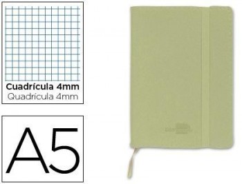 Libreta liderpapel simil piel a5 120 hojas 70g/m2 cuadro 4mm sin margen verde