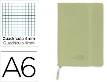 Libreta liderpapel simil piel a6 120 hojas 70g/m2 cuadro 4mm sin margen verde