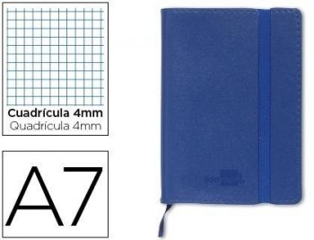 Libreta liderpapel simil piel a7 120 hojas 70g/m2 cuadro 4mm sin margen azul