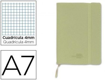 Libreta liderpapel simil piel a7 120 hojas 70g/m2 cuadro 4mm sin margen verde