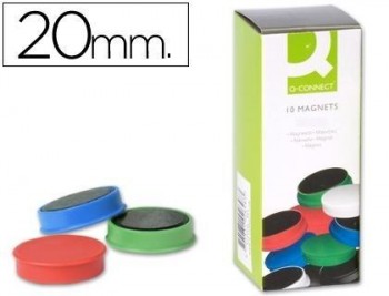 Imanes para sujecion q-connect ideal para pizarras magneticas20 mm -caja de 10 imanes VARIOS COLORES