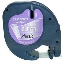 DYMO CINTA  AUTOADHESIVA TRANSPARENTE LETRA NEGRO PLASTICO 12MM*4M