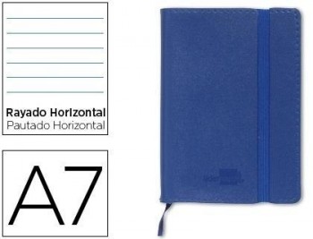 Libreta liderpapel simil piel a7 120 hojas 70g/m2 horizontal sin margen azul