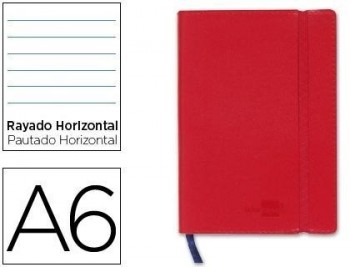 Libreta liderpapel simil piel a6 120 hojas 70g/m2 horizontal sin margen rojo