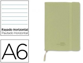 Libreta liderpapel simil piel a6 120 hojas 70g/m2 horizontal sin margen verde