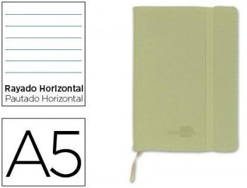 Libreta liderpapel simil piel a5 120 hojas 70g/m2 horizontal sin margen verde