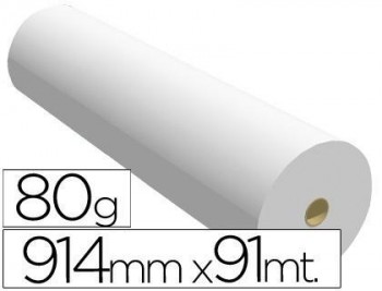 Papel reprografia para plotter 914mmx91mt 80gr impresion ink-jet