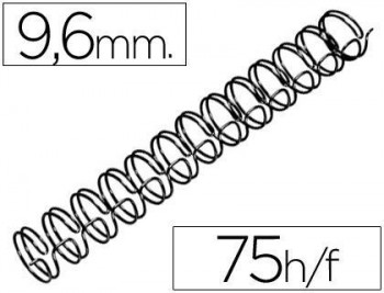 Espiral wire 3:1 9,6 mm n.6 negro capacidad 75 hojas caja de 100 unidades
