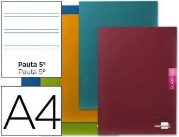 Libreta liderpapel scriptus a4 48 hojas 90g/m2 pauta 5ª 2.5mm con margen