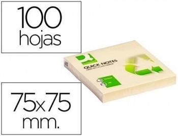 Bloc de notas adhesivas quita y pon q-connect 75x75 mm papel reciclado amarillo