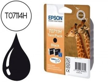 Ink-jet epson t0711h doble pack d120 sx205 215 218 405 415 515w 600fw 610fw