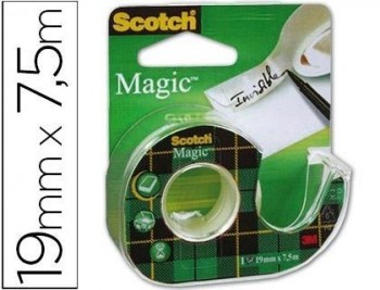 Cinta adhesiva scoth magic invisible clips strip 7,5x19mm en portarrollo