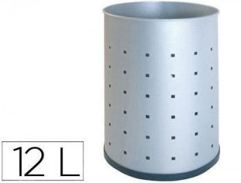 Papelera metalica 101-r plateada pintada perforada 315x215 mm