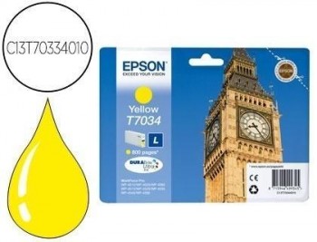 Ink-jet epson stylus t7034 amarillo l wp-4000 4500 capacidad 1200 pag