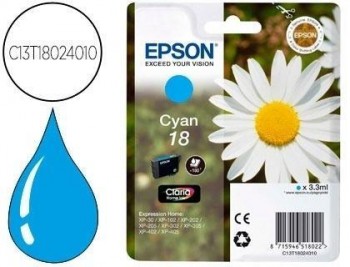 Ink-jet epson t18 cyan expression home xp-102 xp-205 xp-305 xp-405 capacidad 180 pag