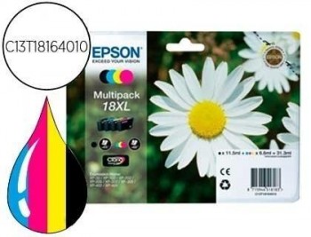 Ink-jet epson multipack t18xl negro amarillo cian y magenta xp-102 xp-205 xp-305 xp-405 capacidad 47