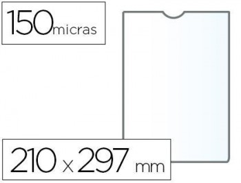 Funda portadocumento q-connect din a4 150 micras pvc transparente 210x297 mm