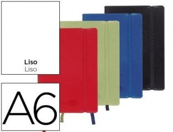 Libreta liderpapel simil piel a6 120 hojas 70g/m2 liso colores surtidos