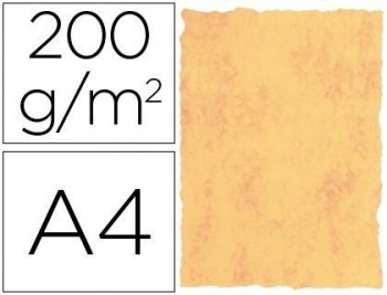 Papel pergamino din a4 200 gr color marmol amarillo paquete de 25 hojas