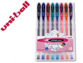 Boligrafo uni ball um-120 signo 0,7 mm tinta gel estuche de 8 colores basicos