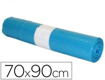 Bolsa basura industrial azul 70x90cm galga 110 rollo de 10 unidades 50L