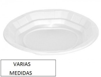 Plato de plástico blanco llano paquete de VARIAS MEDIDAS