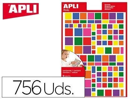 Gomets apli autoadhesivo cuadrado multicolor blister de 6 hojas