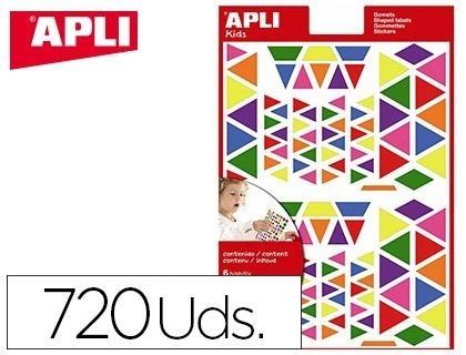 Gomets apli autoadhesivo triangulo multicolor blister de 6 hojas