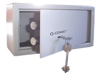 Caja de seguridad q-connect doble pasador capacidad 6l conaccesorios fijacion 200x200x150 mm