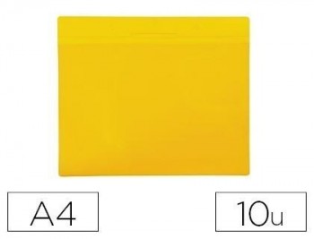 Funda tarifold magnetica din a4 horizontal identificacion palets y estanterias amarillo pack de 10 u