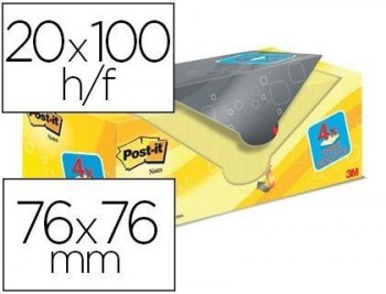 Bloc de notas adhesivas quita y pon post-it super sticky amarillo canario 76x76 mm pack promocional 