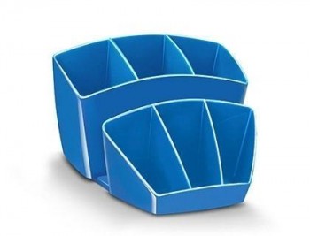 Organizador sobremesa cep 8 compartimentos plastico azul 143x158x93 mm