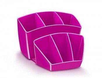 Organizador sobremesa cep 8 compartimentos plastico rosa 143x158x93 mm