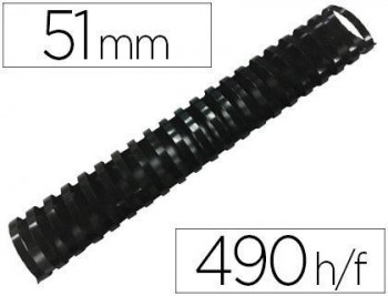 Canutillo q-connect ovalado 51 mm plastico negro capacidad 490 hojas caja de 10 unidades