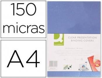 Tapa de encuadernacion q-connect pvc din a4 incolora 150 mc caja de 100 unidades