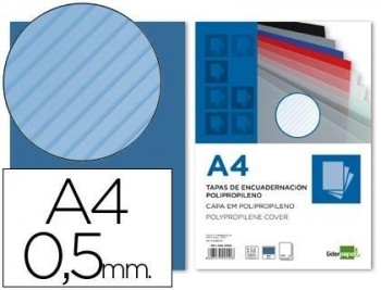 Tapa encuadernacion liderpapel polipropileno rayado a4 0.5mm azul paquete de 100 unidades