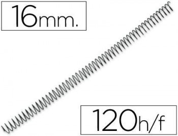Espiral metalico q-connect 56 4:1 16mm 1,2mm caja de 100 unidades