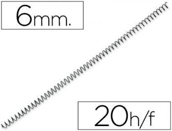 Espiral metalico q-connect 64 5:1 6mm 1mm caja de 200 unidades