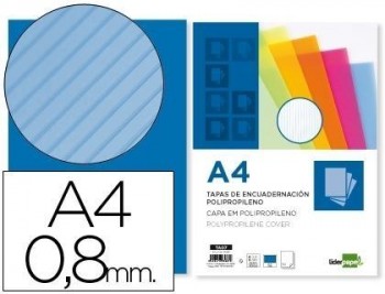 Tapa encuadernacion liderpapel polipropileno ondulado a4 0.8 mm azul paquete de 50 unidades