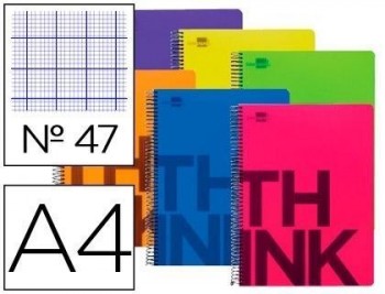 Cuaderno espiral liderpapel folio think tapa plastico 80h 80 gr rayado nº 47 6 colores surtidos