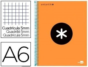 Cuaderno espiral liderpapel a6 micro antartik tapa forrada 100h 100 gr cuadro 5 mm 4 bandas color na