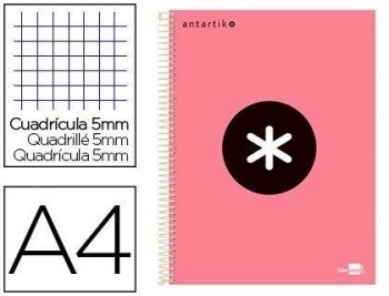 Cuaderno espiral liderpapel a4 micro antartik tapa forrada120h 100 gr cuadro 5mm 5 banda4 taladros c