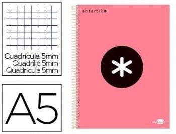 Cuaderno espiral liderpapel a5 micro antartik tapa forrada120h 100 gr cuadro 5 mm 5 band6 taladros c