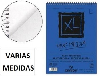 Bloc dibujo acuarela canson xl mix media grano medio microperforado espiral 30 hojas 300 gr VARI.FOR