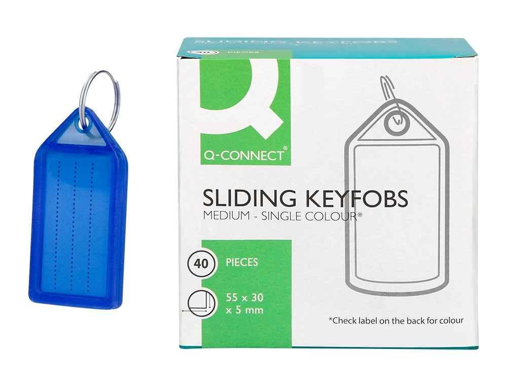 LLAVERO PORTAETIQUETAS Q-CONNECT PREMIUM COLOR AZUL CAJA DE 40 UNIDADES